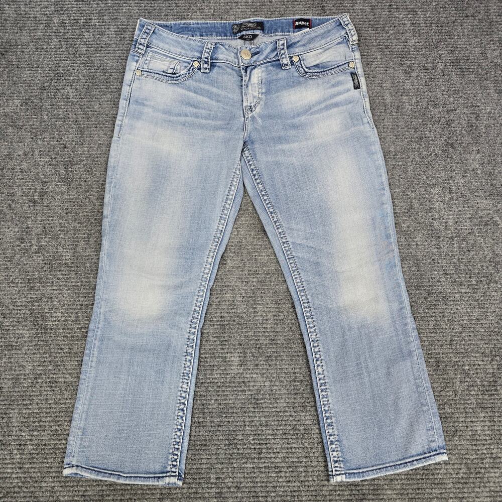 Silver Jeans Aiko Mid Capri Womens 31x22 Light Wash Super Stretch Denim